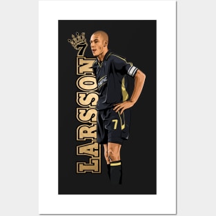 Henrik Larsson Glasgow Celtic Away Strip 2003 Posters and Art